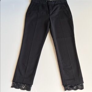 Zara Black Trousers, sleek design with decorative Lace Hem